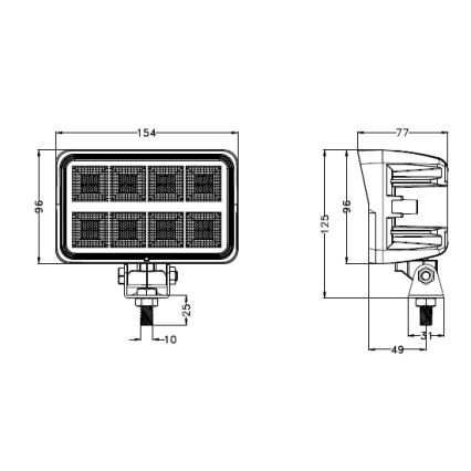 LED Avto reflektor BLACK LED/160W/10-30V IP69 5700K pravokotni