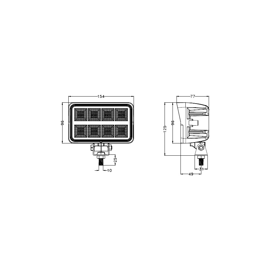LED Avto reflektor BLACK LED/160W/10-30V IP69 5700K pravokotni
