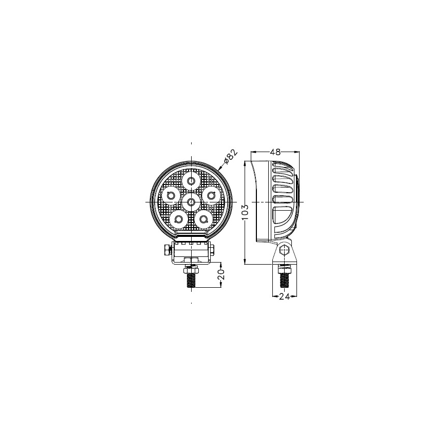 LED Avto reflektor BLACK LED/24W/10-30V IP69 5700K okrogla