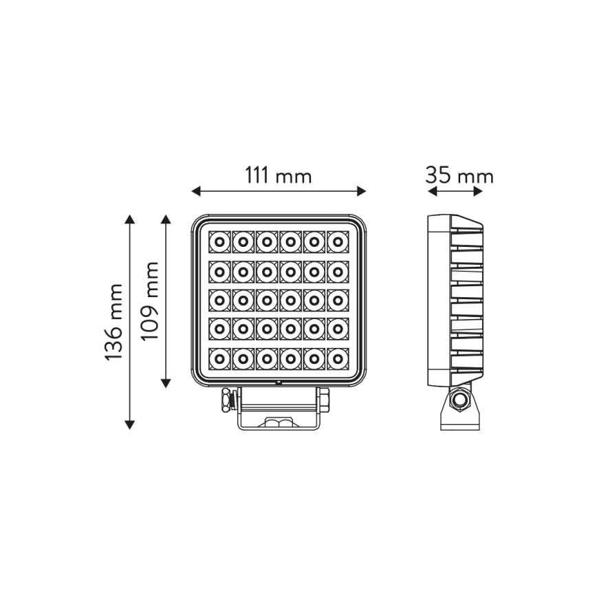 LED Avto reflektor BLACK LED/30W/10-30V IP69 5700K kvadraten