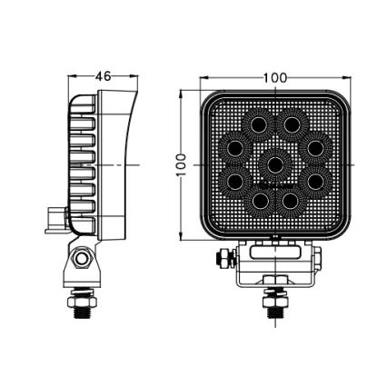 LED Avto reflektor BLACK LED/36W/10-30V IP69 5700K kvadraten