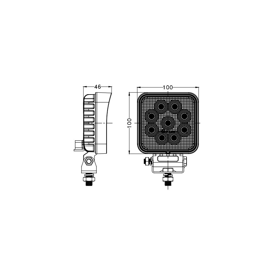 LED Avto reflektor BLACK LED/36W/10-30V IP69 5700K kvadraten