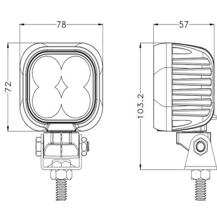 LED Avto reflektor BLACK LED/40W/10-30V IP69 5700K kvadraten