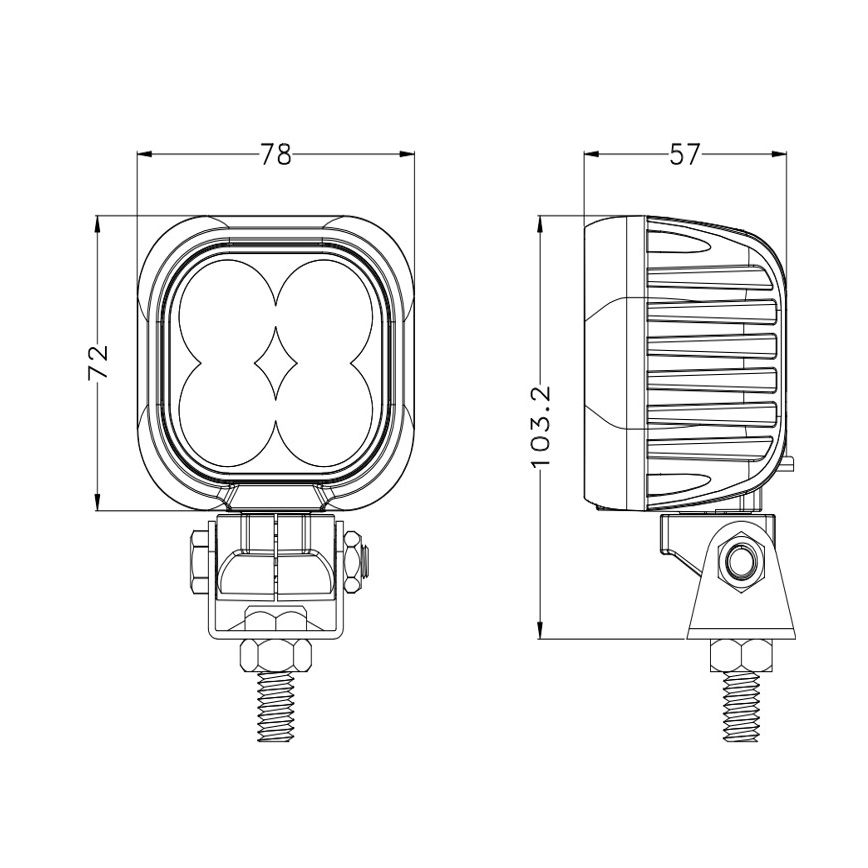 LED Avto reflektor BLACK LED/40W/10-30V IP69 5700K kvadraten