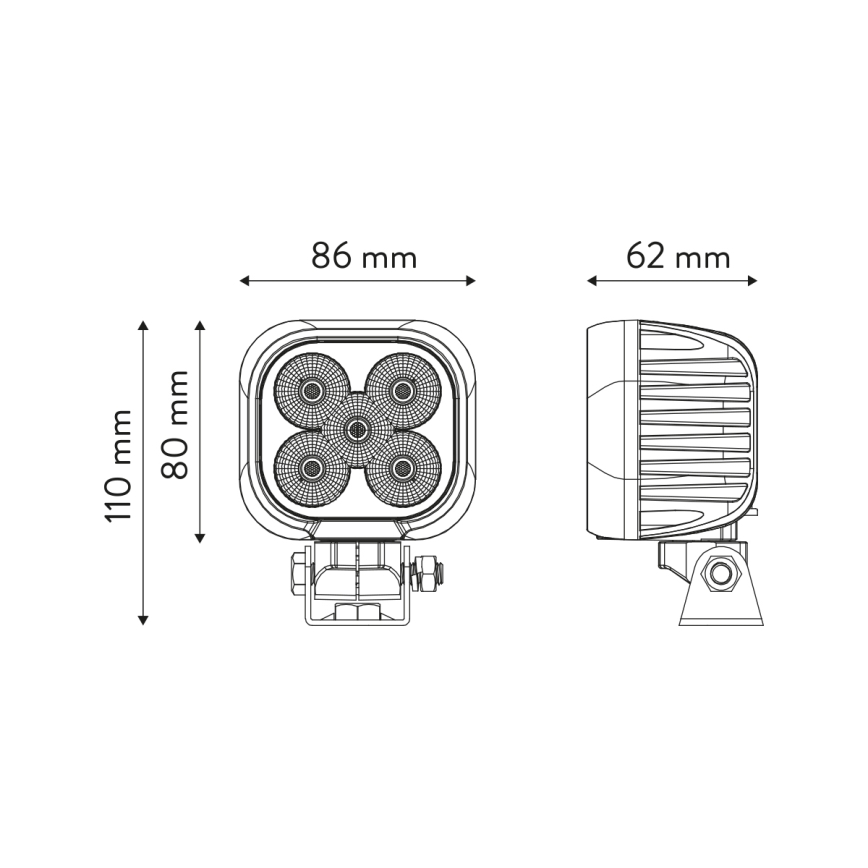 LED Avto reflektor BLACK LED/50W/10-30V IP69 5700K kvadraten