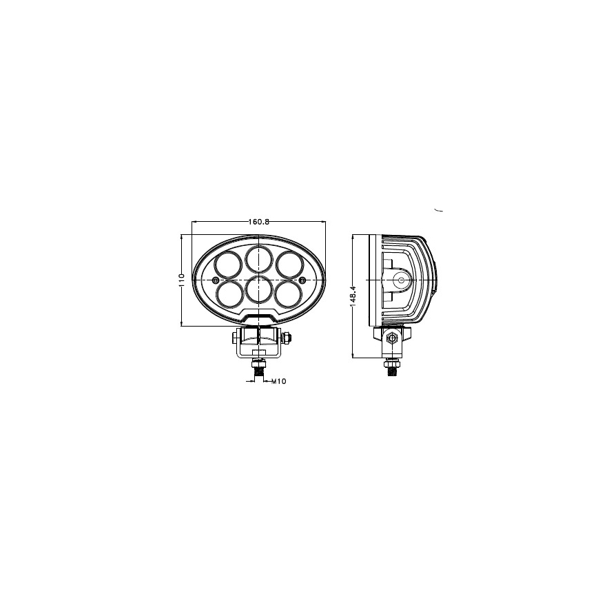 LED Avto reflektor BLACK LED/60W/10-30V IP69 5700K oval