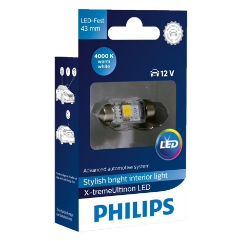 LED Avto žarnica Philips X-TREME VISION 129454000KX1 C5W SV8,5/1W/12V 4000K
