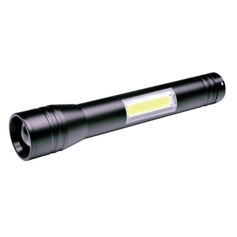 LED Baterijska svetilka LED/3W/COB/2xAA, črna