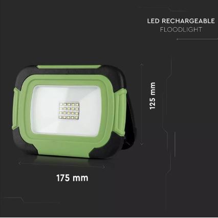 LED Baterijski reflektor SAMSUNG CHIP LED/10W/3,7V IP44 4000K zelen