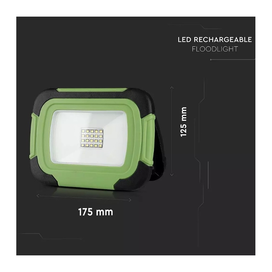 LED Baterijski reflektor SAMSUNG CHIP LED/10W/3,7V IP44 6400K zelen