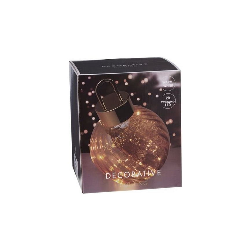 LED božična dekoracija 20xLED/3xAAA premer 20 cm topla bela kroglica