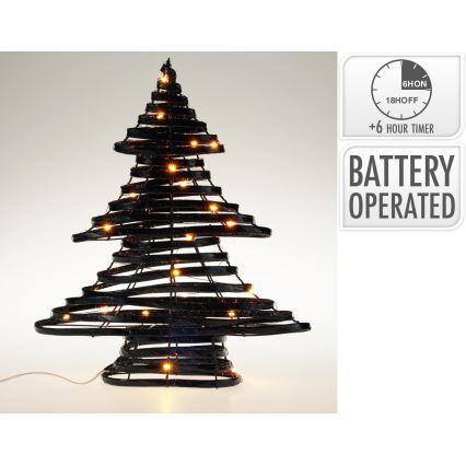LED božična dekoracija 30xLED/3xAA 40 cm topla bela smrečica/črna