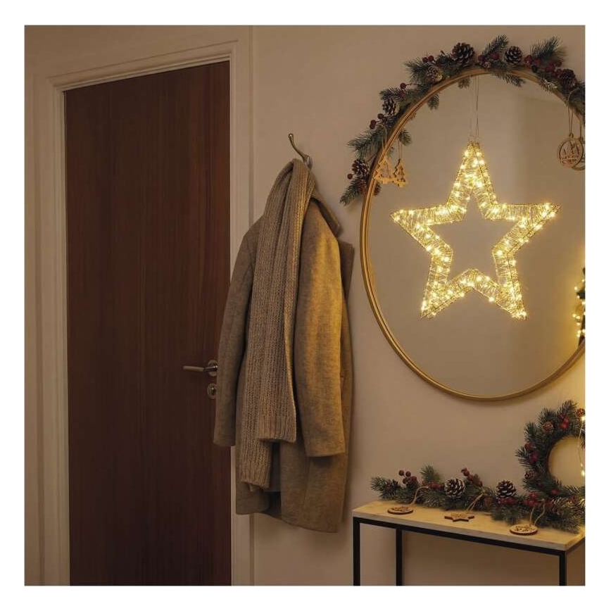LED božična dekoracija 60xLED/3AA topla bela zvezda