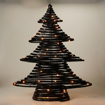 LED božična dekoracija 60xLED/3xAA 60 cm topla bela smrečica/črna