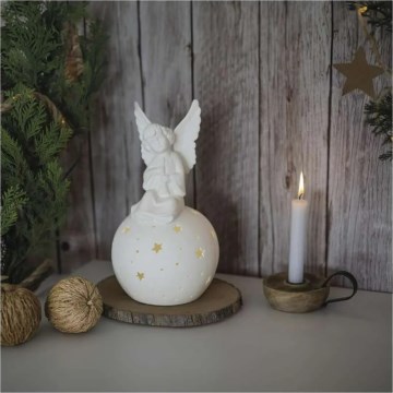 LED božična dekoracija LED/0,4W/2xAA keramičen angel