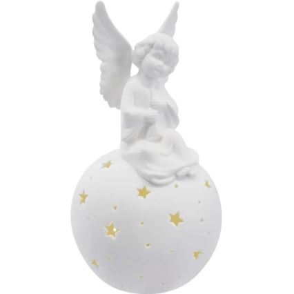 LED božična dekoracija LED/0,4W/2xAA keramičen angel