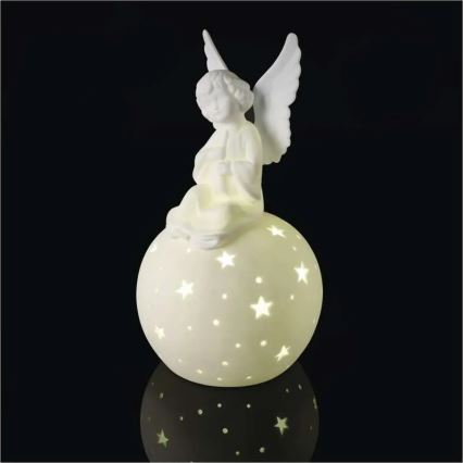 LED božična dekoracija LED/0,4W/2xAA keramičen angel