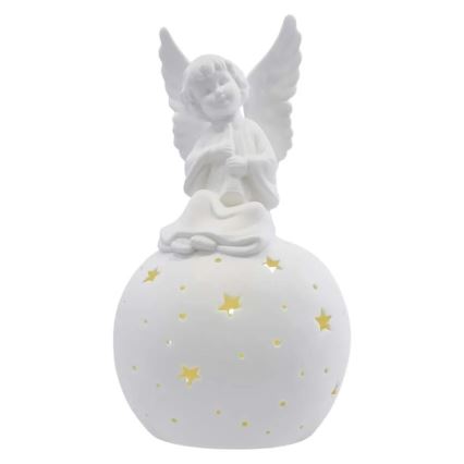 LED božična dekoracija LED/0,4W/2xAA keramičen angel