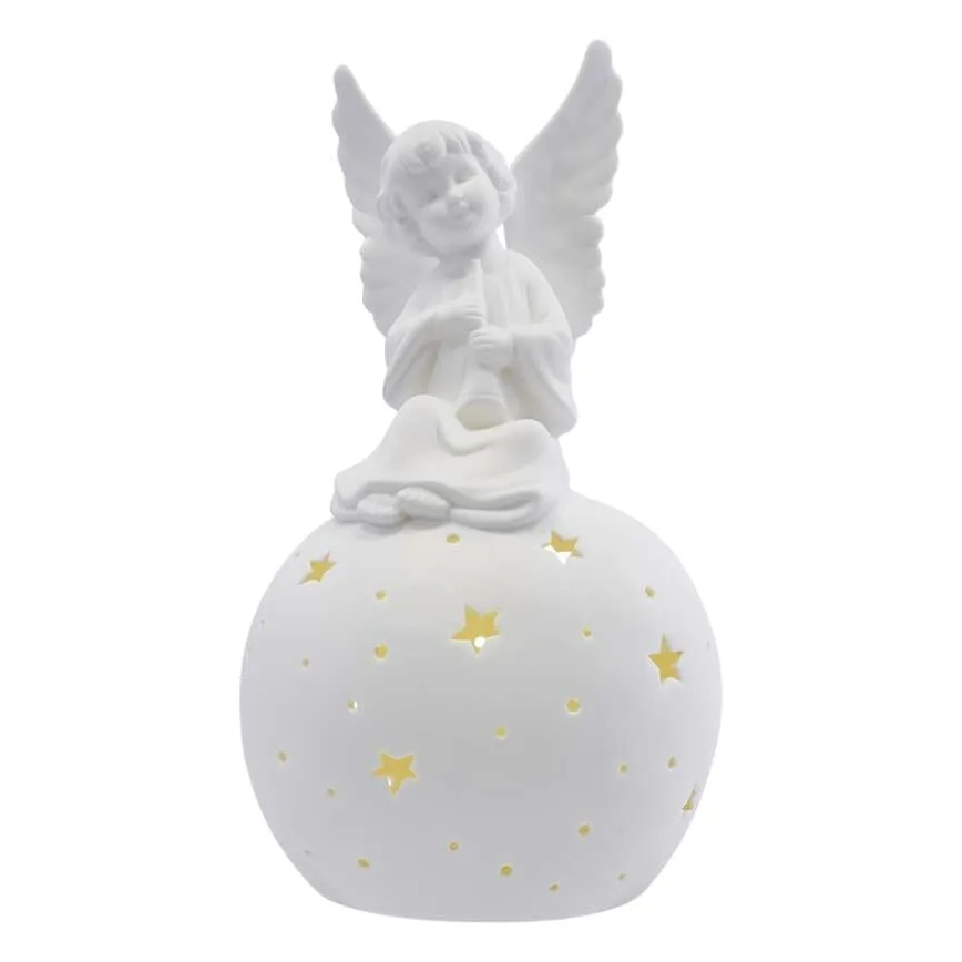 LED božična dekoracija LED/0,4W/2xAA keramičen angel