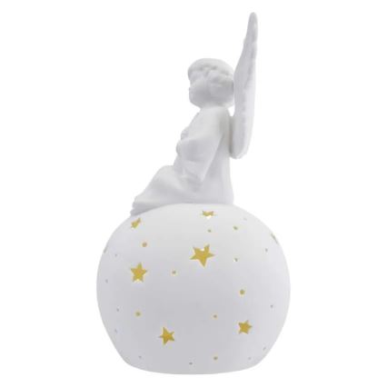 LED božična dekoracija LED/0,4W/2xAA keramičen angel