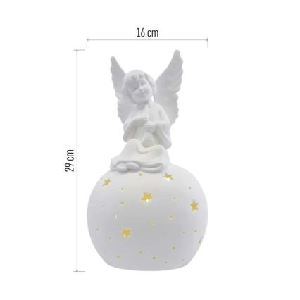 LED božična dekoracija LED/0,4W/2xAA keramičen angel