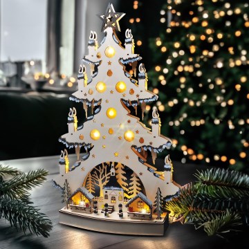 LED Božična dekoracija LED/2xAA/topla bela drevo