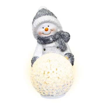 LED Božična dekoracija LED/2xLR44/topla bela snežak s snowball