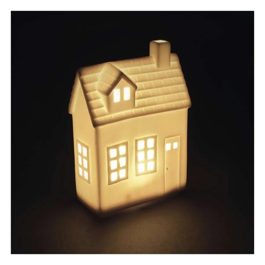 LED božična dekoracija LED/CR2032 hišica