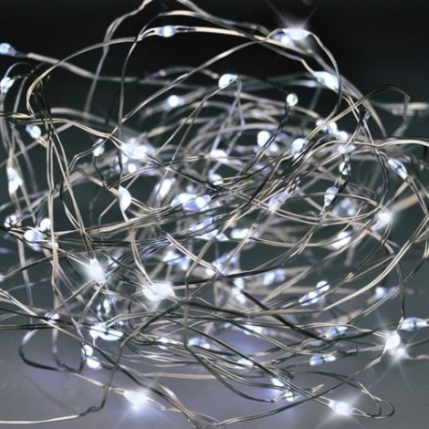 LED Božična veriga 100xLED/3xAA 10m hladna bela