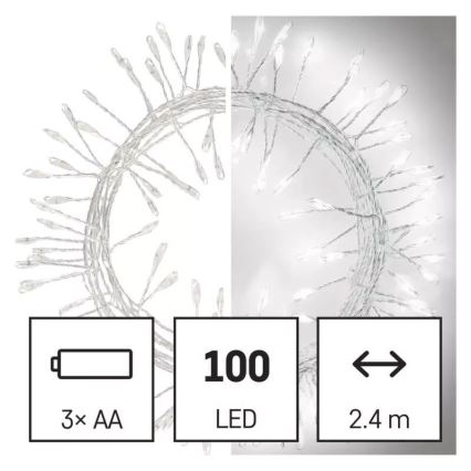 LED Božična veriga 100xLED/3xAA 2,7 m hladna bela