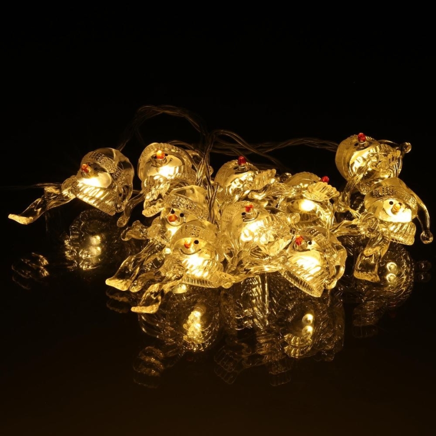 LED Božična veriga 10xLED/2xAA/topla bela 1,65m snowmen