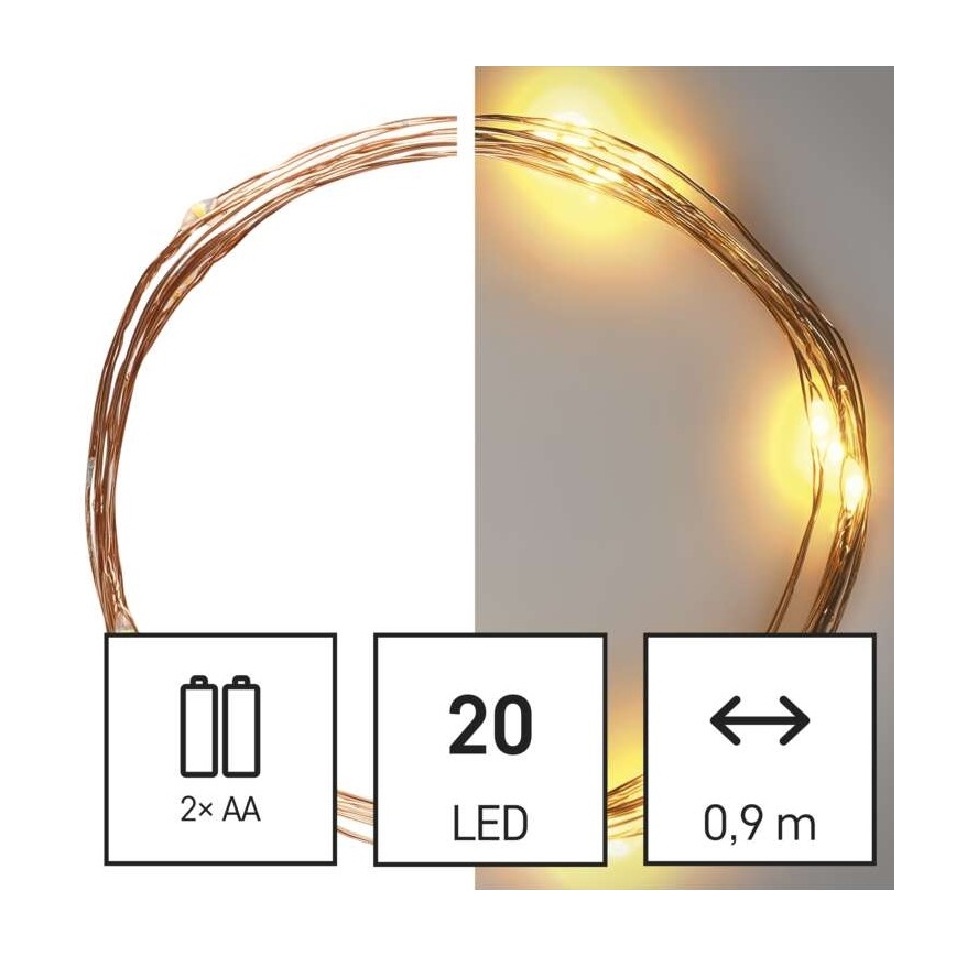 LED Božična veriga 20xLED/2,4m topla bela