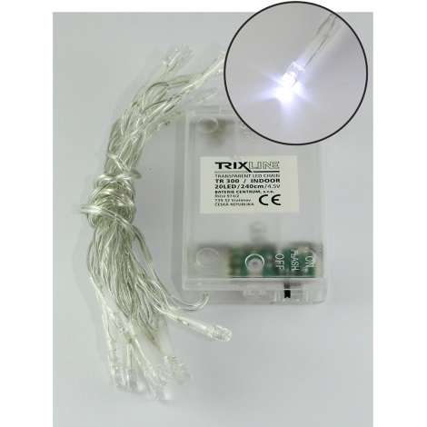 LED Božična veriga 20xLED/2 funkciji 2,4m hladna bela