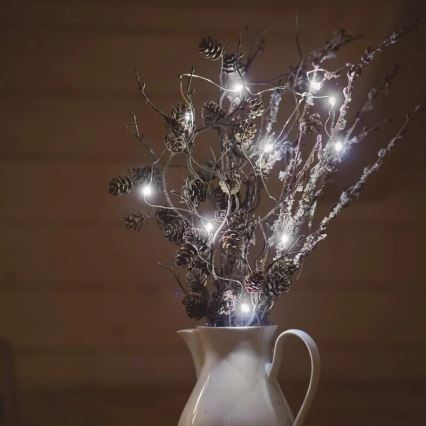 LED Božična veriga 20xLED/2xAA 2,4m hladno bela