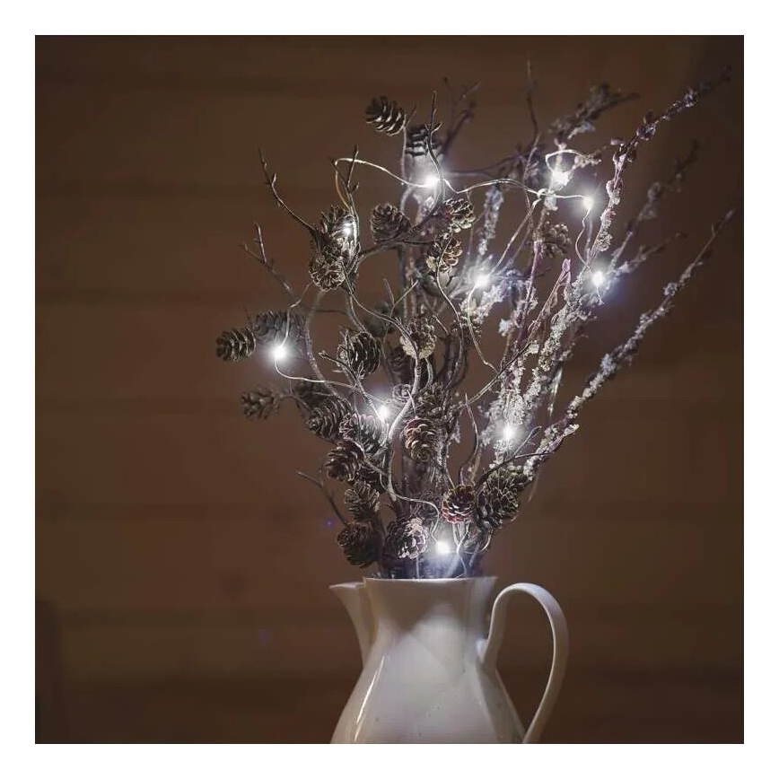 LED Božična veriga 20xLED/2xAA 2,4m hladno bela