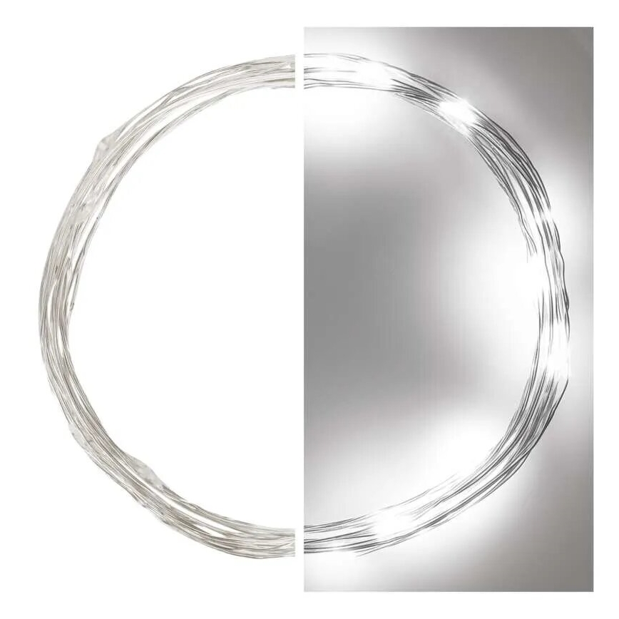 LED Božična veriga 20xLED/2xAA 2,4m hladno bela