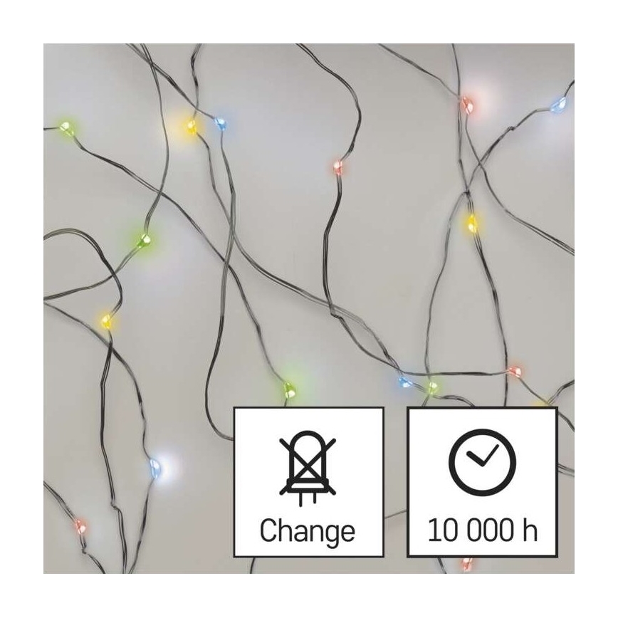 LED Božična veriga 20xLED/2xAA 2,4m multicolor