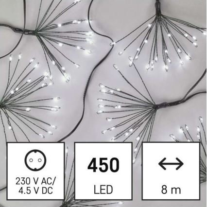 LED Božična veriga 450xLED/11m hladna bela