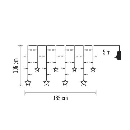 LED božična zavesa 115xLED/1,35W 6,85x1,05 m topla bela