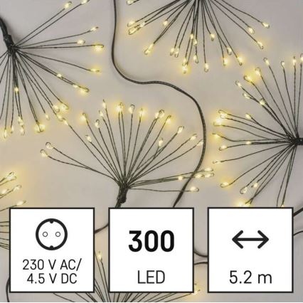 LED božični niz 300xLED 5,2+3 m topla bela