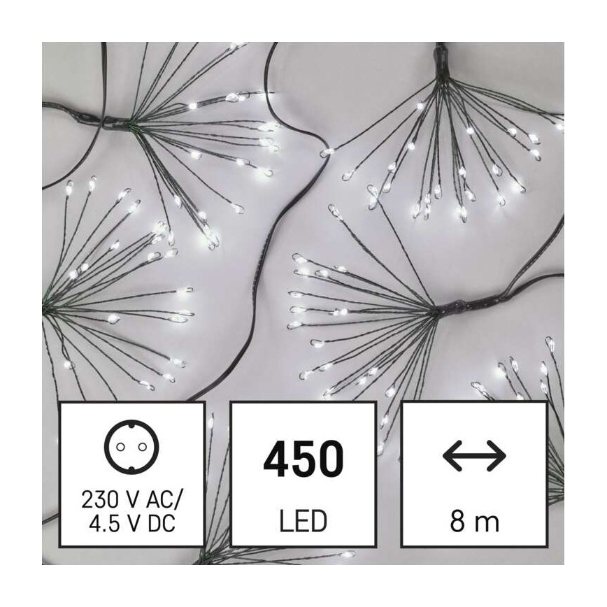 LED božični niz 450xLED 8+3 m hladno bela