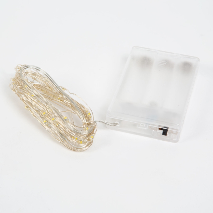 LED božični niz 50xLED/3xAA 5,25m topla bela