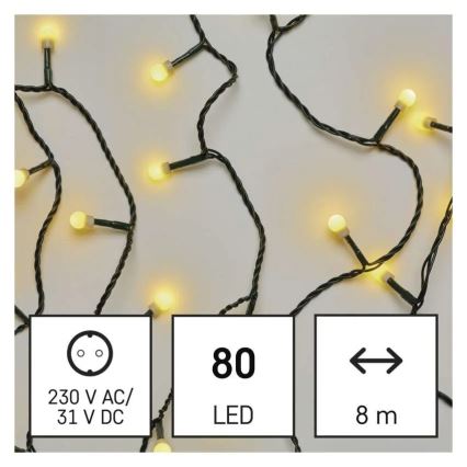 LED božični niz 80xLED/230V/8 funkcij 13m IP44 topla bela