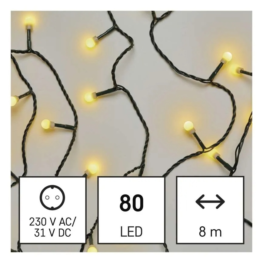 LED božični niz 80xLED/230V/8 funkcij 13m IP44 topla bela
