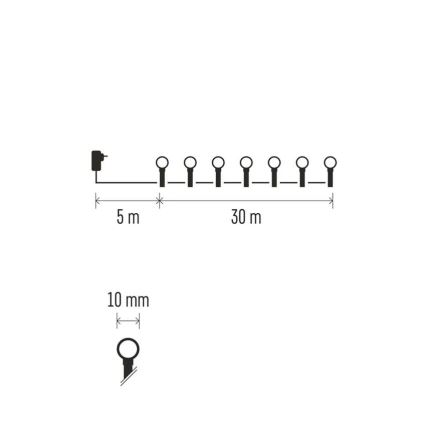 LED božični niz lučk 300xLED/8 funkcij 35m IP44 topla bela