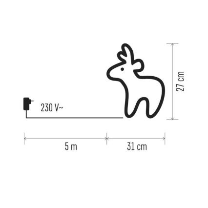 LED Zunanji božični okrasek 40xLED/2,4W/230V IP44 jelenček