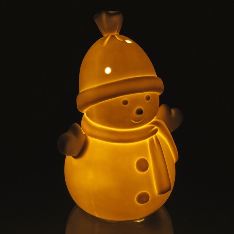LED Božični porcelanasti okrasek LED/3xLR44 snežak