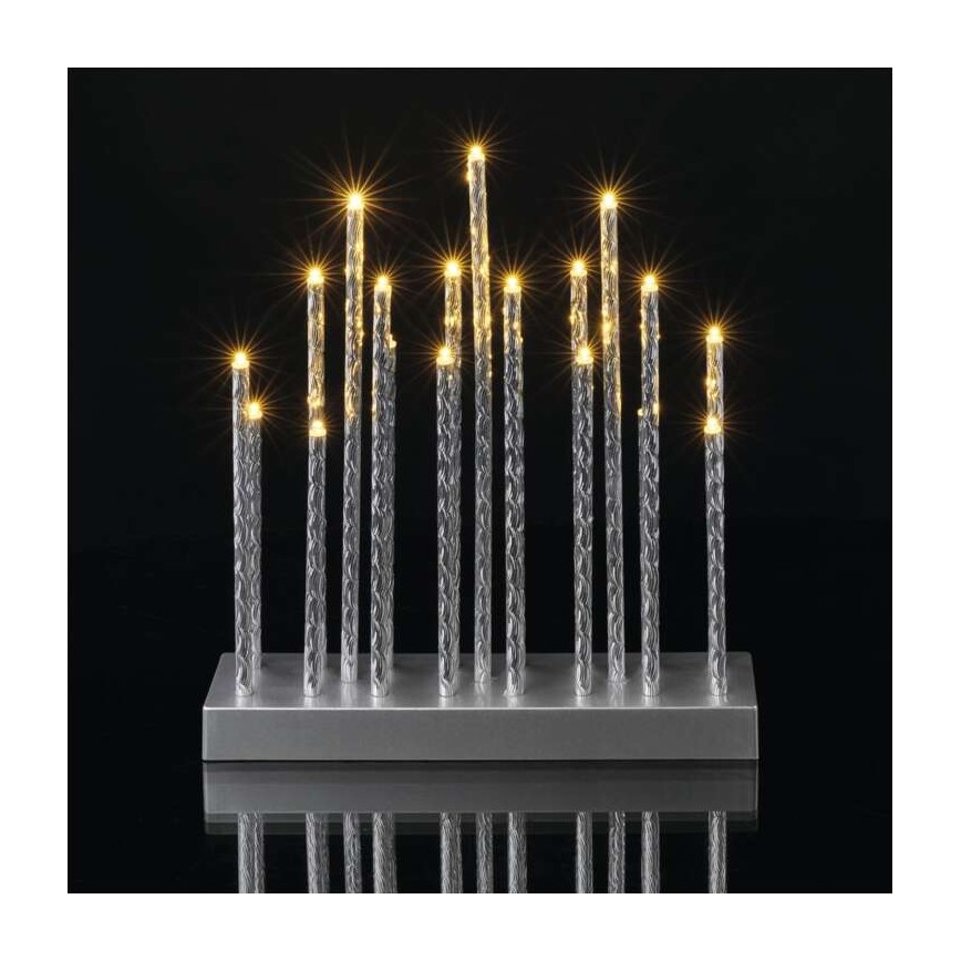 LED Božični svečnik 19xLED/3xAA siv