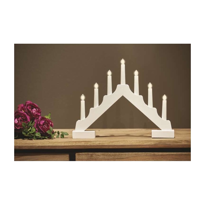 LED Božični svečnik 7xLED/2xAA bel