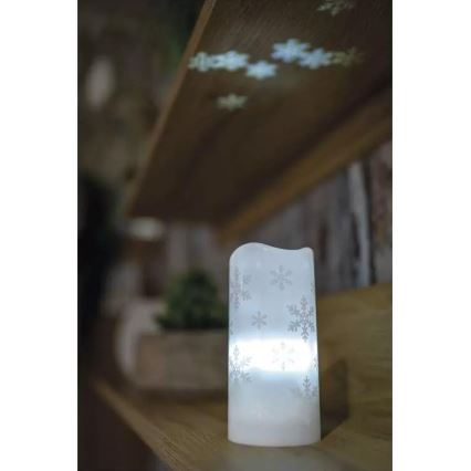 LED Božični svečnik LED/3xAAA snežinke hladna bela